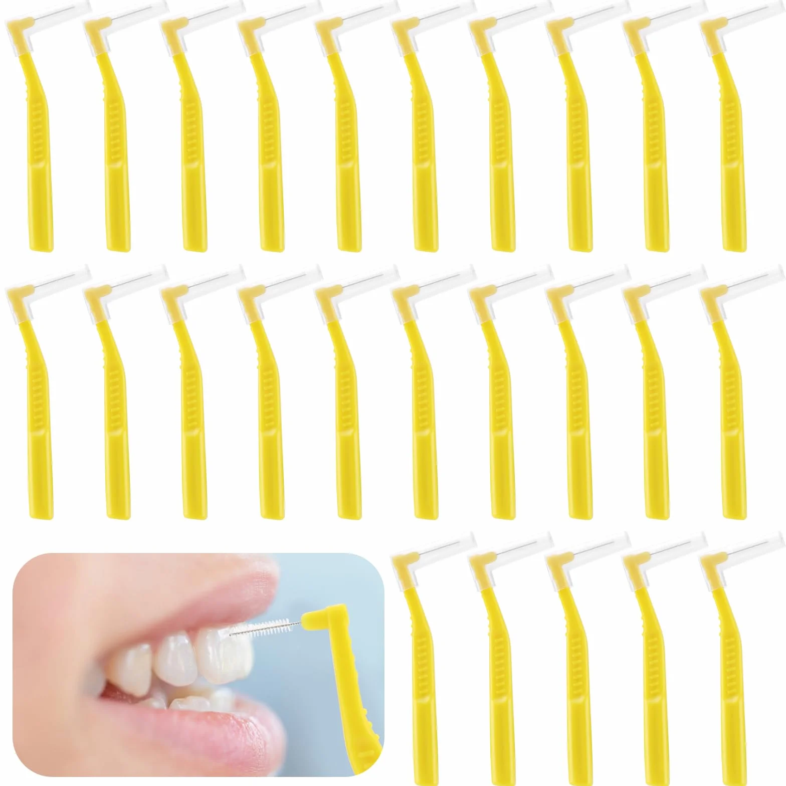 Prasacco Szczoteczki międzyzębowe, szczoteczki dentystyczne do zębów i dziąseł, małe szczoteczki międzyzębowe w kształcie litery L, uniwersalne zęby, kątowe, alternatywne szczotki do czyszczenia zębów