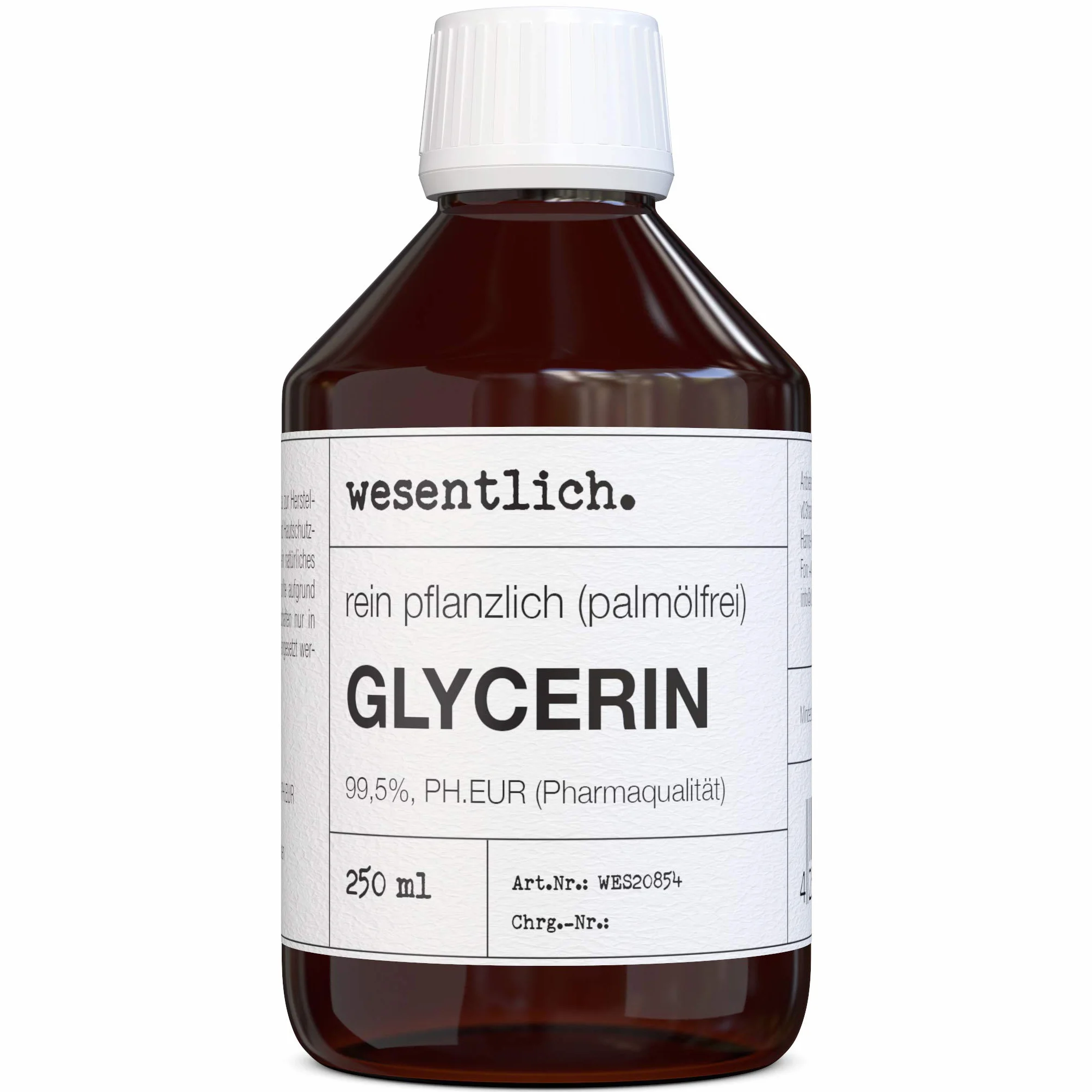 Gliceryna 99,5% (250 ml) firmy Wesentlich, wegańska, nie zawiera oleju palmowego, płyn