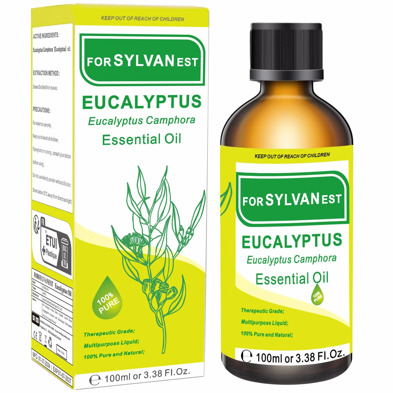 Olejek Eukaliptusowy 100 ml Olejek Eteryczny do Aromaterapii, Oczyszczania Powietrza, DIY i Jogi
