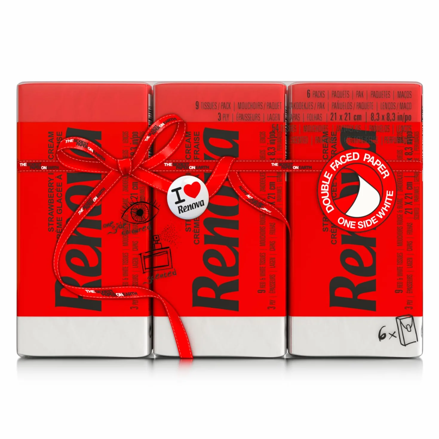 Renova Red Label 200067007 Chusteczki, Czerwony, 6 x 9 szt.