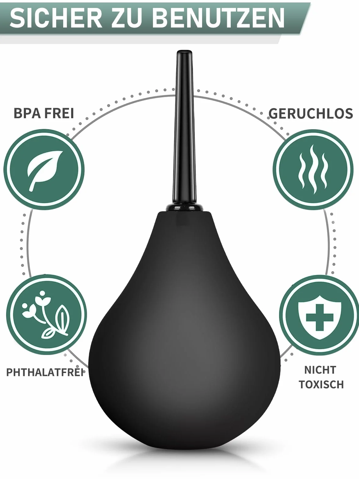 Lewka do oczyszczania jelit 224 ml – irygator do płukania jelit • prysznic intymny pod prysznic i dopochwowy dla mężczyzn i kobiet, z 4 zdejmowanymi, wygodnymi, smukłymi dyszami do głowicy