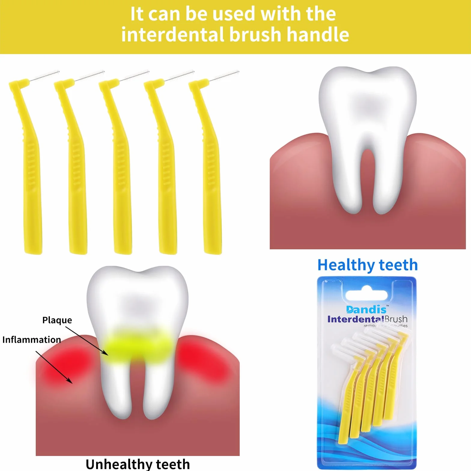 Prasacco Szczoteczki międzyzębowe, szczoteczki dentystyczne do zębów i dziąseł, małe szczoteczki międzyzębowe w kształcie litery L, uniwersalne zęby, kątowe, alternatywne szczotki do czyszczenia zębów