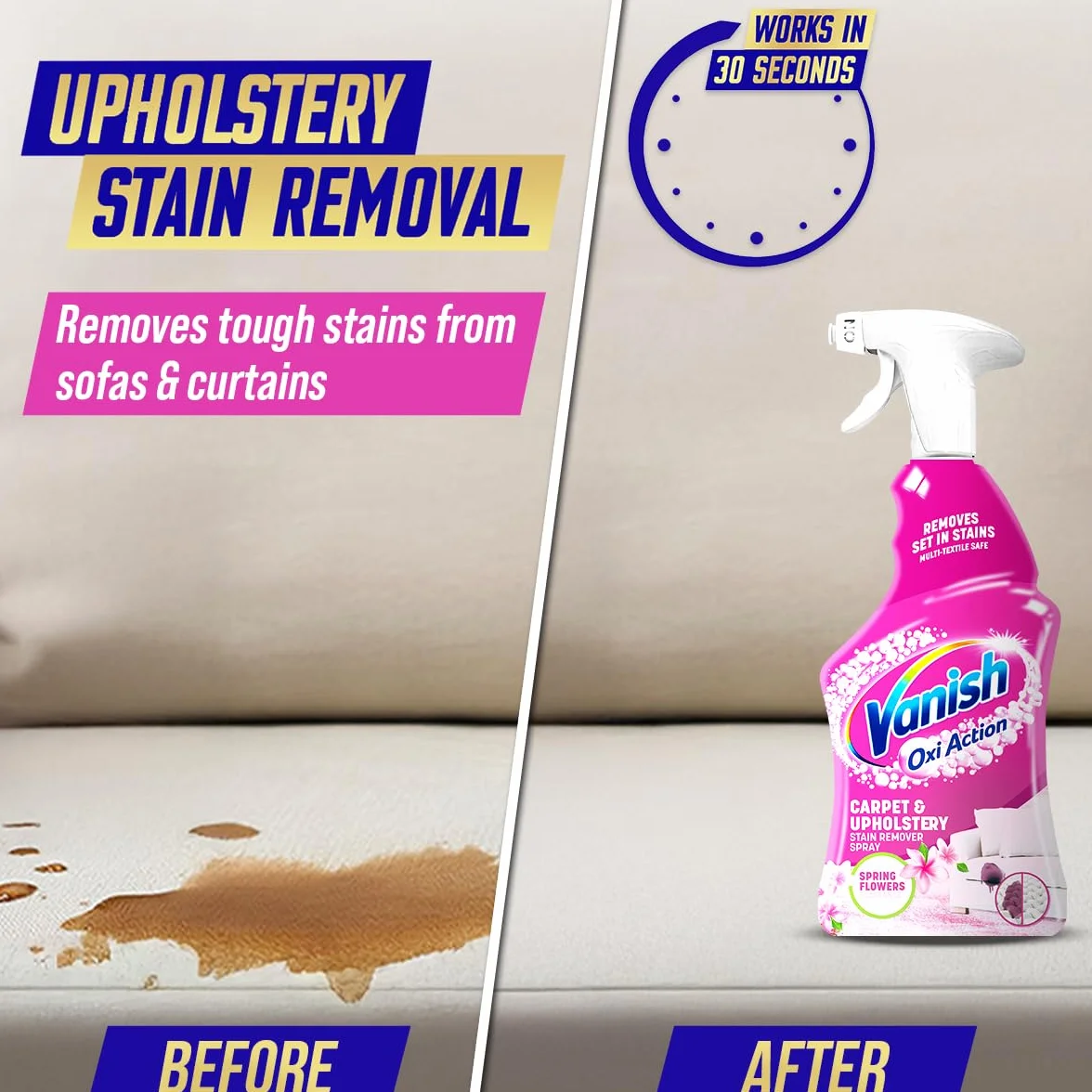 Vanish Środek do czyszczenia dywanów + tapicerka, Gold Oxi Action środek do usuwania plam w sprayu, 500 ml