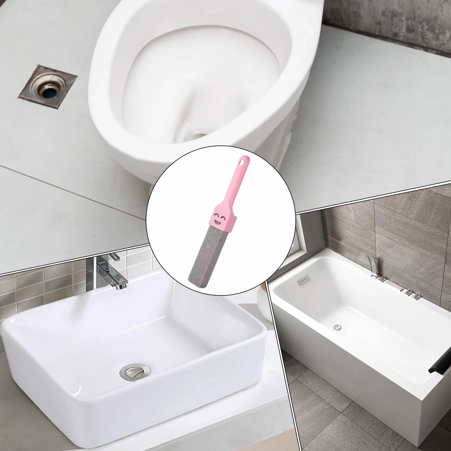 Pumice Stone - Toilet Bowl Pumice Stone | Cleaning Stick Heavy Duty Scrubber with Handle for Toilet Bowl, Sink Tile, Grills, Bathtub, Kitchen, Bathroom or Household Cleaning Use