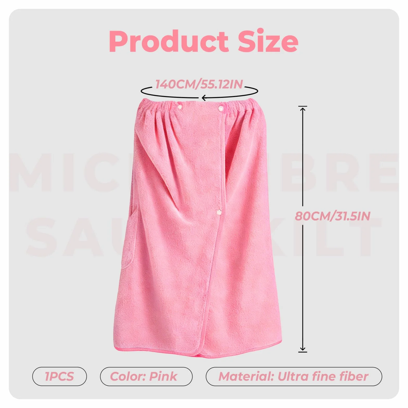 Męski kilt do sauny 80×140 cm Różowy