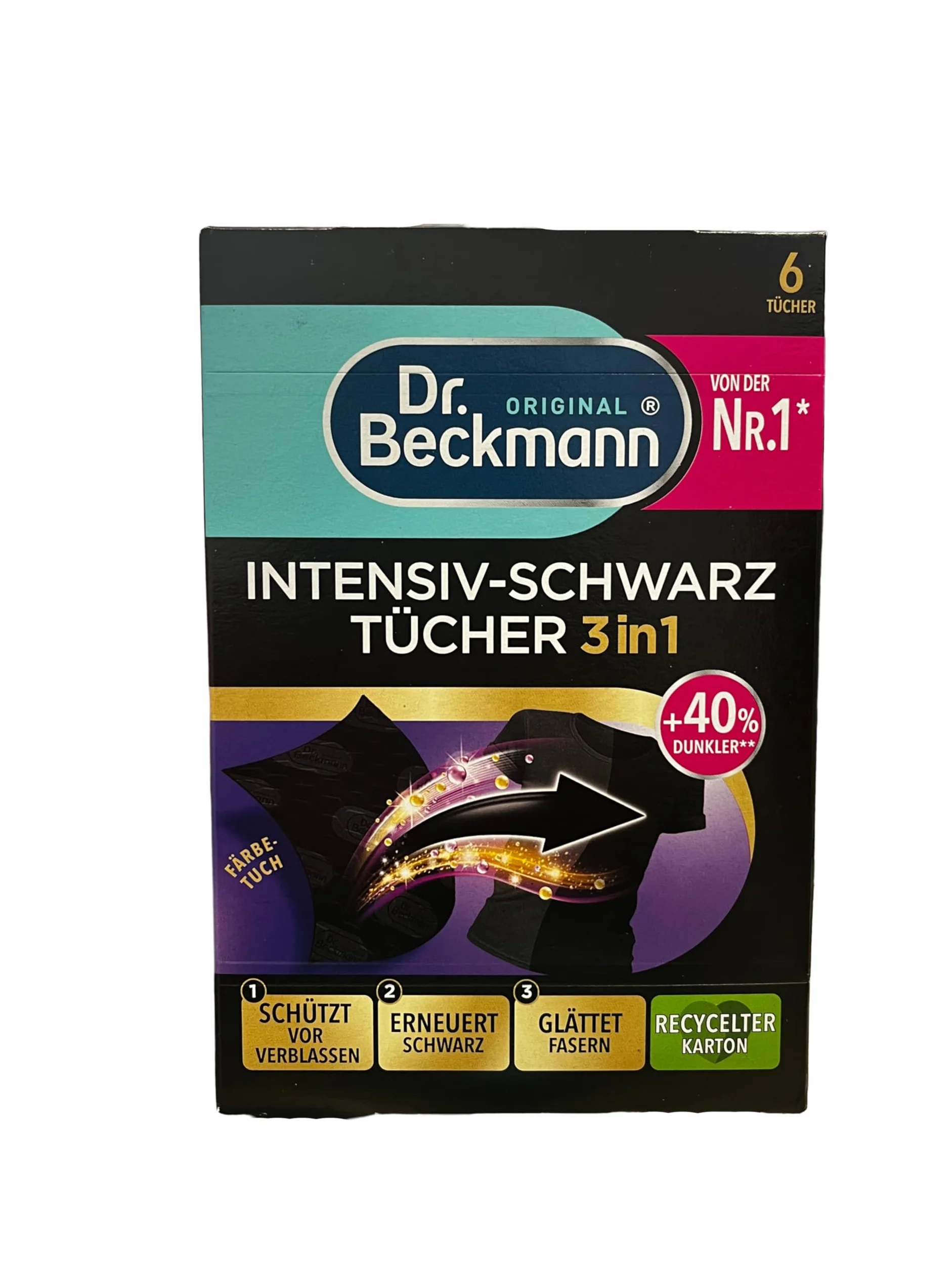 Dr. Beckmann Intensywne czarne szmatki | do intensywnych czarnych i gładkich włókien | 6 ściereczek