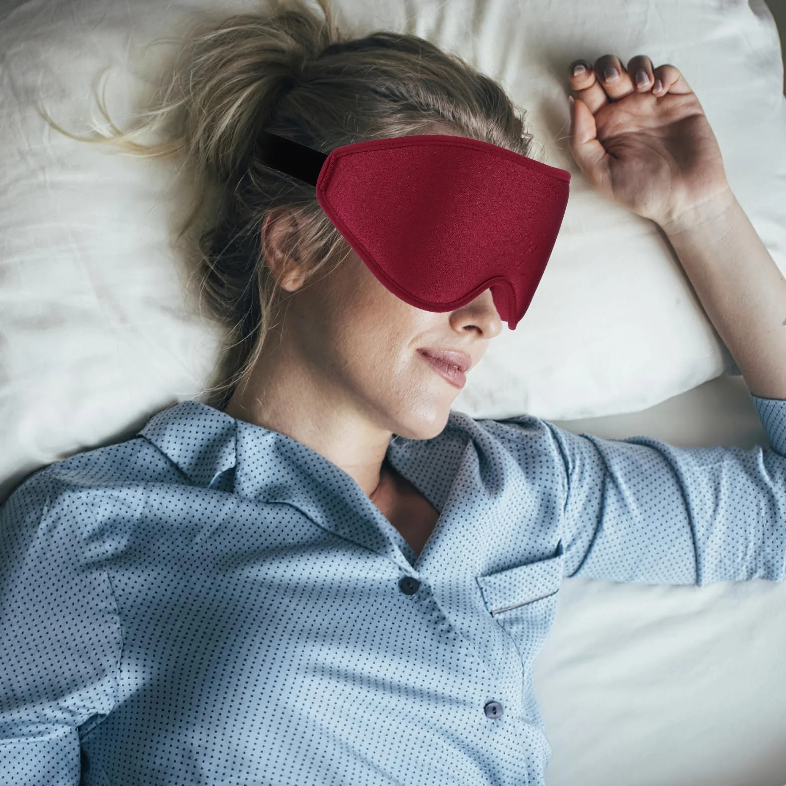 WLLHYF Jedwabna maska do spania, 3D stereo maska na oczy z głębokim snem, wygodna, regulowana, urocza, blokująca światło, osłona na oczy dla mężczyzny i kobiety przez całą noc (kasztanowa)