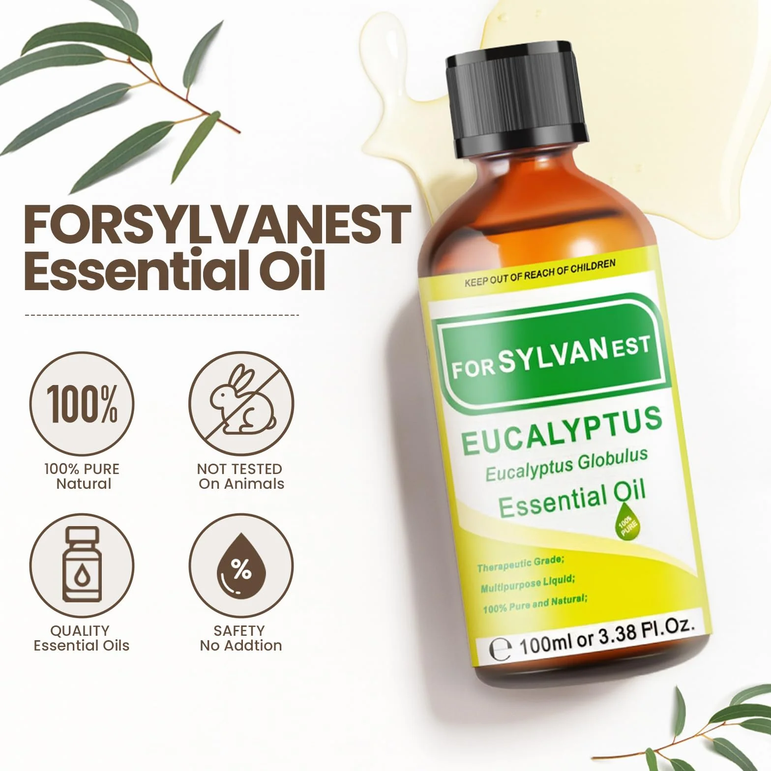 Olejek Eukaliptusowy 100 ml Olejek Eteryczny do Aromaterapii, Oczyszczania Powietrza, DIY i Jogi