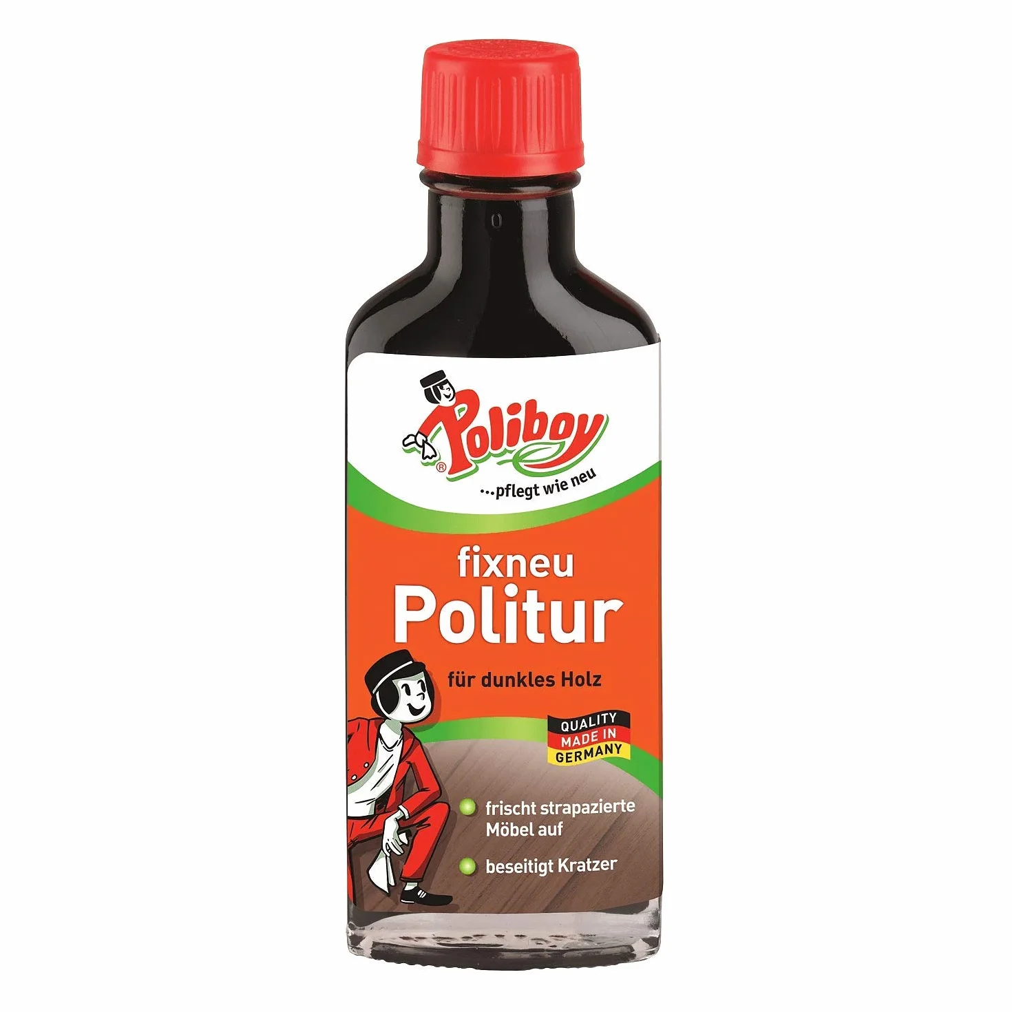 Poliboy politura do ciemnego drewna, 100 ml, odświeża zniszczone meble, usuwa zadrapania i drobne wady (politura ciemna)